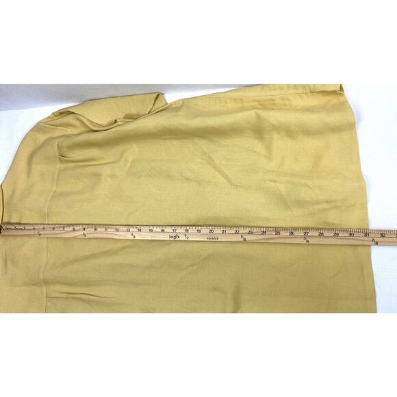 Vtg J Ferrar Shirt Mens Medium Butter Yellow Linen Blend Button Up Hong Kong NOS - Picture 7 of 9